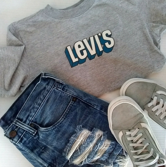 Levi's Blue & White Logo Crop Top - Picture 6 of 7